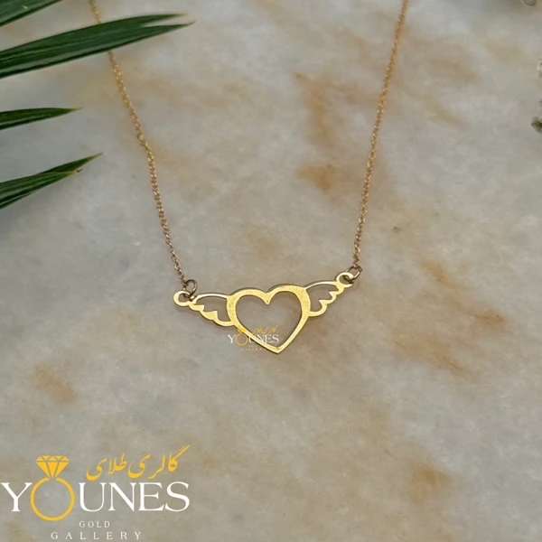 گردنبند قلب و بال طلا لیزری